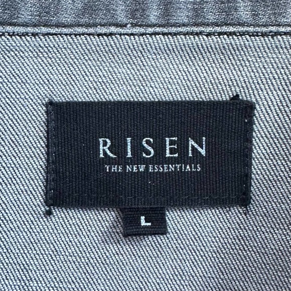 EUC, Risen Women’s Black Distressed Jean Jacket Sz Large - Picture 11 of 12